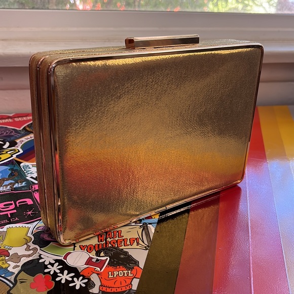 Rainbow Rhinestone Gold Hardshell Clutch - Picture 3 of 6
